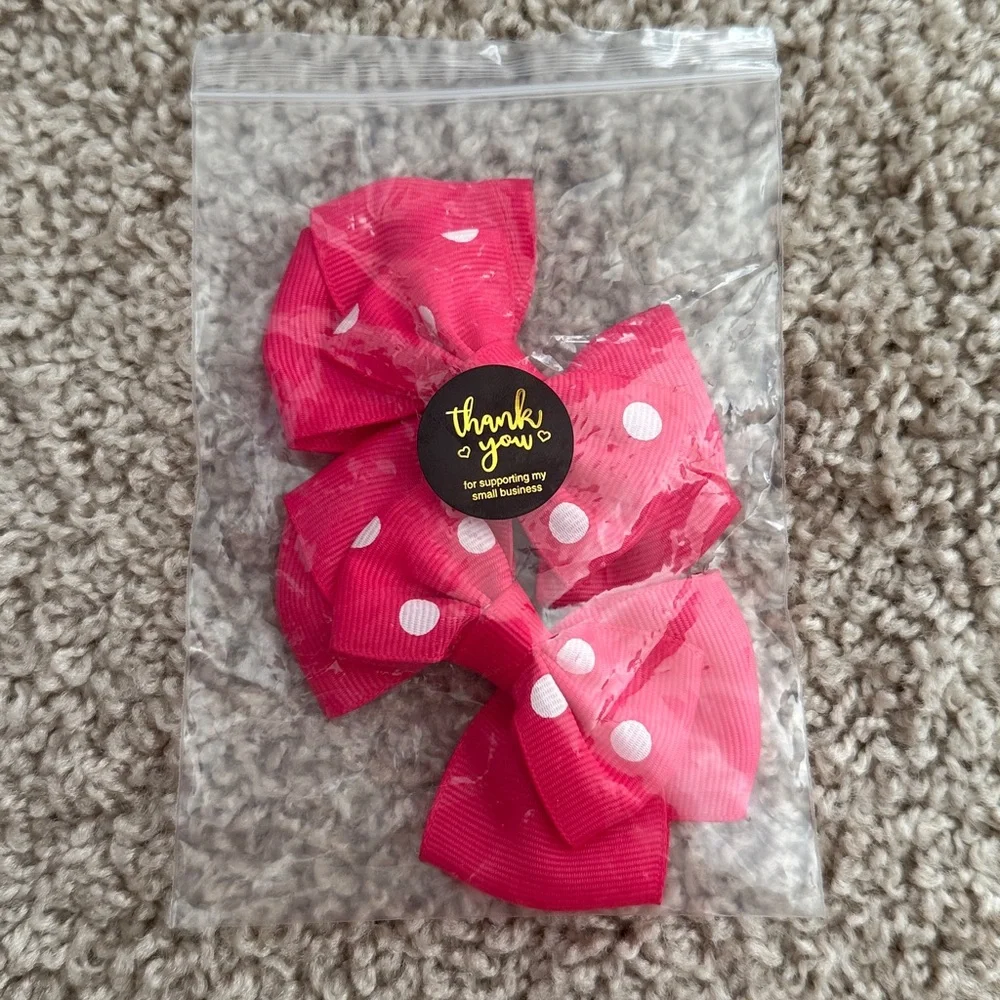 Pink Polka Dot Hair Bows